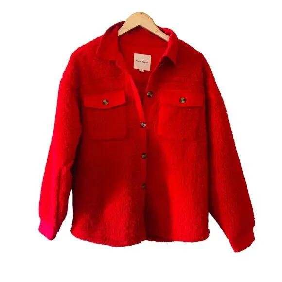 Thread & Supply Wubby Button Up Shacket Jacket Size M Medium Red - Picture 3 of 9